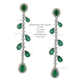 Emerald Diamond Leaf Earrings